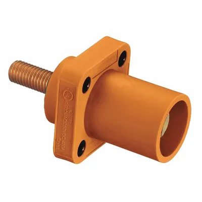 HUBBELL Single Pole Receptacle: Orange, Straight Taper Nose Mating, Threaded Stud Termination - Receptacles with Threaded Stud Terminations