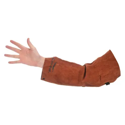 CONDOR Flame-Resistant Sleeve: 18 in Sleeve Lg, Universal, Brown, Straight Cuff - Cowhide Leather Welding Sleeves