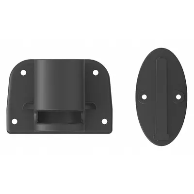 BANNER STAKES Wall Mount Kit: Black, 4 1/2 in Overall Ht - Mountable Receivers for Retractable Belt Barriers
