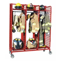 GROVES Turnout Gear Storage Rack: Mobile, 2 Sides, 6 Compartments, Steel, Red, 76 in Lg (MPN RMDS-6/24)