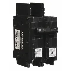 Bolt-on miniature circuit breaker rated 70 A at 120/240V AC with 2 poles. Provides standard overcurrent protection for branch circuits in electrical distribution systems. Suitable for use in panelboards.