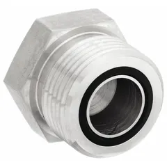 Stainless steel hydraulic hose plug with 3/4-inch fitting size and 1-3/16-inch-12 thread. Rated for 6000 psi maximum working pressure at 70°F. Used to seal open hose ends in high-pressure hydraulic systems, preventing fluid leaks and contamination.