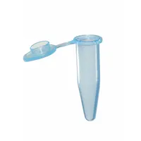 This 1.5 mL microcentrifuge tube is made of polypropylene and features a conical bottom for efficient pellet recovery. It is graduated for volume estimation and includes a blue closure. Suitable for sample storage, centrifugation, and mixing in laboratory settings