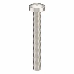 Pan head machine screws with M5x0.80 thread, 40 mm length, made from 18-8 stainless steel with a plain finish. Phillips drive size #2. Supplied in a pack of 25. Suitable for general fastening applications where a low-profile head and corrosion resistance are required.