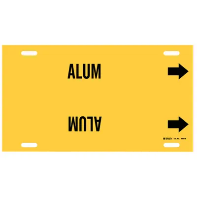 BRADY Pipe Marker: Alum, Yellow, Black, Fits 10 to 15 in Pipe O.D., 1 Pipe Markers - Alum Strap-On Pipe Markers