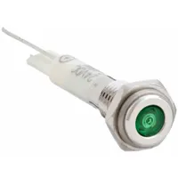 APPROVED VENDOR Flush Panel Light: 6 mm Panel Mounting Hole Dia, LED, Green, Flush Head, H06