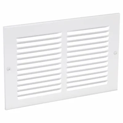 OEM Return Air Grille: Louvered Grille, White, Powder Coated, Steel, 7 3/4 in H - Surface-Mount Grilles