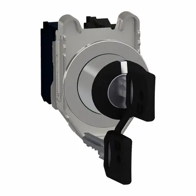 SCHNEIDER Selector Switch: 3 Position, 30 mm Panel Mounting Size, 2NO - Panel-Mounted Key Switches with Contacts