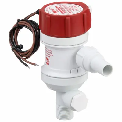 RULE Livewell Pump: 500 gph Max Flow, Seacock, Intake Connection 3/4 in NPT - Bait & Live Well Pumps