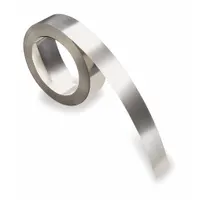 Embosser Label Tape: 1/2 in x 21 ft, Silver, Stainless Steel, Rhino M1011, Indoor/Outdoor (MPN 32500)
