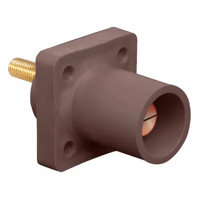 LEVITON Single Pole Receptacle: Brown, Straight Taper Nose Mating, Threaded Stud Termination - Receptacles with Threaded Stud Terminations
