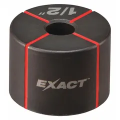 Round knockout die with 1/2 in nominal size for creating holes in mild steel sheet metal up to 10 gauge thick. Used with compatible knockout drivers for electrical panel fabrication, junction box installation, and metal enclosure work.