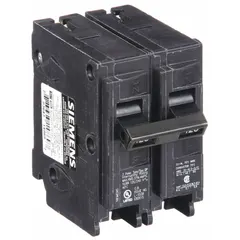 The SIEMENS Q2125 is a 2-pole, 125 A miniature circuit breaker rated 120/240V AC, designed for plug-in installation in load centers. It provides overcurrent protection for branch circuits in residential and light commercial electrical panels. This Std type breaker features a compact plug-in format for easy installation.