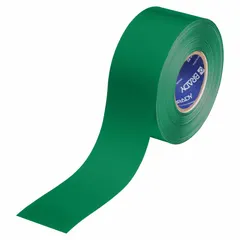Solid green floor marking tape with a 22 mil thickness and polyester backing. Suitable for marking aisles, hazard zones, and storage areas in industrial facilities, warehouses, and manufacturing plants to improve safety and workflow.