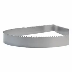 General purpose metal cutting blade for industrial sawing. Bi-metal construction with variable cutting edge and 2/3 tooth pitch. Blade width 1 1/4 in, length 17 ft. Suitable for cutting structural steel, tubing, and bar stock in fabrication shops.