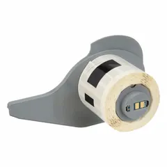 Precut label roll for use with BMP71 printer series. Each label measures 1/4 in x 1/4 in and is made of polyimide with permanent adhesive. Suitable for labeling circuit boards, components, and asset tags in industrial environments.