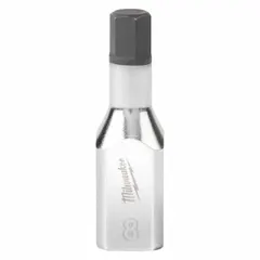This hex bit socket features a 3/8 in square drive and an 8 mm metric hex tip for driving hex fasteners. With a 2 in overall length, it is suited for assembly, maintenance, and repair tasks using ratchets or impact wrenches.