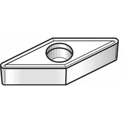 Diamond indexable turning inserts for precision machining of non-ferrous materials such as aluminum alloys and composites. Designed for turning operations requiring fine surface finishes and tight tolerances. Available in geometries VBMT2221P and VBMT1103081P.
