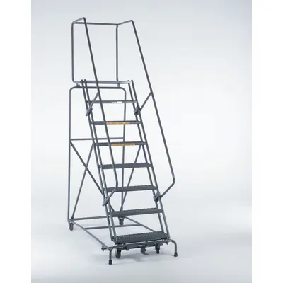 BALLYMORE Rolling Ladder: 8.3 ft Platform Ht, Assembled, Steel, Manual Lock - Steel Manual-Lock Ladders