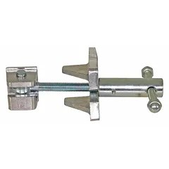 Steel spring latch with handle, 6 inches long and 6 inches wide, unfinished finish. Installs using fasteners. Used for securing tailgates on trucks in commercial and fleet applications.