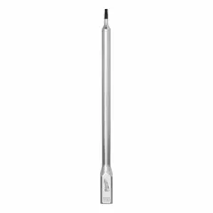 This MILWAUKEE Torx bit socket features a T10 tip size and a fixed insert design. With a 1/4 in drive and 6 in overall length, it is suited for driving T10 Torx fasteners in assembly, maintenance, and repair tasks where extended reach is needed.