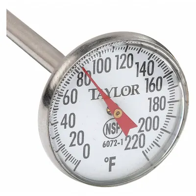 TAYLOR Mechanical Food Service Thermometer: Food Safety, Analog, 6 in Overall Lg - Analog Dial Thermometers for Food