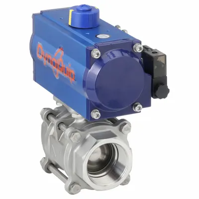 DYNAQUIP CONTROLS Pneumatically Actuated Two-Way Ball Valve: 2 in, Stainless Steel - Stainless Steel Pneumatically-Actuated Ball Valves