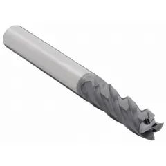 General purpose carbide square end mill with AlTiN coating for heat resistance and wear protection. Features 4 flutes, 11/64" mill diameter, 9/16" length of cut, and 2" overall length. Suitable for precision milling of ferrous materials in industrial manufacturing applications.