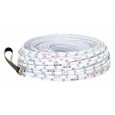 KESON Surveyors Rope: Manual, SR-18-300, SAE, 300 ft, 1/8 in, Loop Tip, 300 ft Blade Lg (SAE) - Long Measuring Ropes