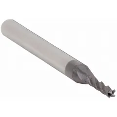 General purpose carbide square end mill with AlTiN coating for wear resistance. Four-flute design with 1 mm cutting diameter and 4 mm length of cut. Suitable for slotting, profiling, and finishing operations on ferrous and non-ferrous materials.