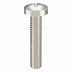 M4x0.70 thread, 20 mm length, 18-8 stainless steel, plain finish, pan head, Phillips drive, #2 drive size. Supplied in a 100-pack. Used for fastening components in machinery, electrical enclosures, and industrial assemblies requiring a low-profile, corrosion-resistant fastener.