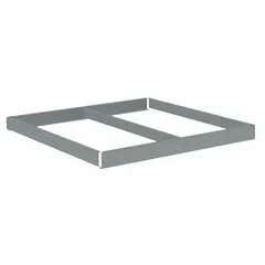 Single straight open deck shelf kit for boltless shelving systems. Includes four beams. Frame is steel with gray finish and zinc-plated beams. Suitable for organizing heavy parts or supplies in warehouses, distribution centers, and manufacturing facilities.