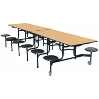 PALMER HAMILTON Cafeteria Stool Table: Fusion Maple, Stool Seat, 29 in Overall Ht, 59 in Overall Lg (MPN 59TV13293012-S12FB)