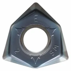Trigon (W) shaped indexable milling insert for general-purpose face and shoulder milling of steel and cast iron. The trigon geometry provides strong cutting edges suitable for medium-duty machining in industrial departments.