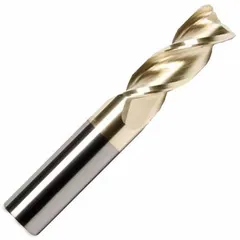 Carbide square end mill with NF1 coating for aluminum and non-ferrous materials. Three-flute geometry with 5/8" diameter, 2-3/4" length of cut, and 5" overall length. Suitable for high-speed milling applications requiring efficient chip evacuation and smooth surface finishes.