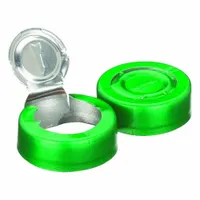 Lab Bottle Caps: 20 mm Dia, Green, Aluminum, Unlined, 1,000 Closures Included, Colored (MPN 224193-07)