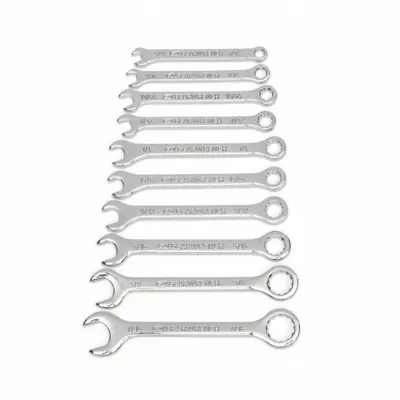 GEARWRENCH Combination Wrench Set: Alloy Steel, Full Polish Chrome, 10 Tools - SAE 12-Point Combination Wrench Sets