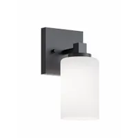 Decorative Sconce: Black, 60 W Fixture Watt, 120V AC, Dimmable, 4 3/4 in Lg, 5 1/2 in Wd (MPN LEOS0509MBBK)