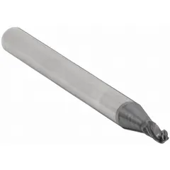 This general purpose carbide ball end mill features an AlTiN coating for heat resistance and wear protection. With 4 flutes, a 3/64" mill diameter, 3/32" length of cut, and 1-1/2" overall length, it is suited for precision contouring, 3D profiling, and slotting in hard materials such as tool steel and stainless steel. The ball nose design enables smooth curved surface generation, commonly required in mold and die work.