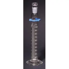Class A Glass Graduated Cylinder, 50 mL, TD, 1 mL Graduations, ASTM E1272, USP Type I, with Bumper and Closure