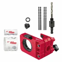 This 11-piece hole saw kit features bi-metal construction with 3.5 teeth per inch, enabling cutting through wood, metal, and plastic. Maximum cutting depth is 1 5/8 inches. Suitable for creating clean holes in various materials during construction and maintenance tasks.