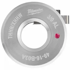 Aluminum stripping bushing for 3/0 AWG THHN/XHHW wire. Designed for use with MILWAUKEE 2435-20 and 2935-20 tools. Enables clean insulation removal for electrical wiring applications.