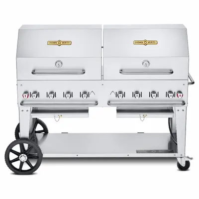 CROWN VERITY Propane Grill: Propane, 8 Burners, 129,000 BtuH Heating Capacity, 36 in Overall Ht - Wheeled Grills