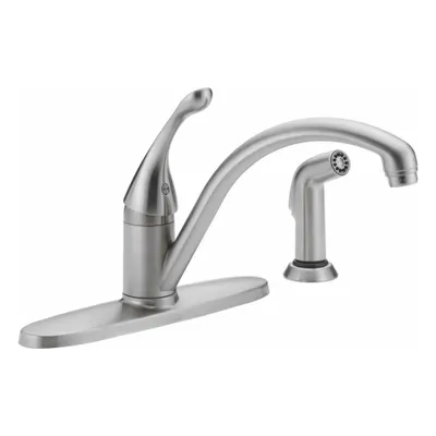 Delta Kitchen Faucet: Collins, Brass, Single-Post, Deck, 4 Mounting Holes, 1.8 gpm Flow Rate - Single-Post Kitchen Faucets with Sprayers