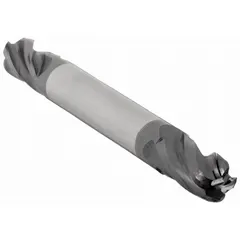 This double-end carbide ball end mill features an AlTiN coating for heat resistance and wear protection. With 4 flutes and a 3/16" diameter, it is suited for contouring, slotting, and profiling in mold, die, and general machining applications. The double-end design extends tool life.