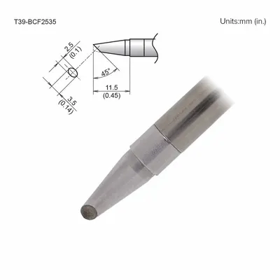 HAKKO T39-BCF2535 Bevel Soldering Tip, Tinned Face, 3.5 mm Width, 11.5 mm Length - T39 Series Soldering Tips