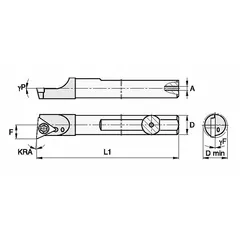 Indexable boring bar for precision internal diameter machining. Designed for use with indexable inserts, it enlarges and finishes holes to tight tolerances. Commonly applied in metalworking operations requiring accurate bore sizing and surface finish.