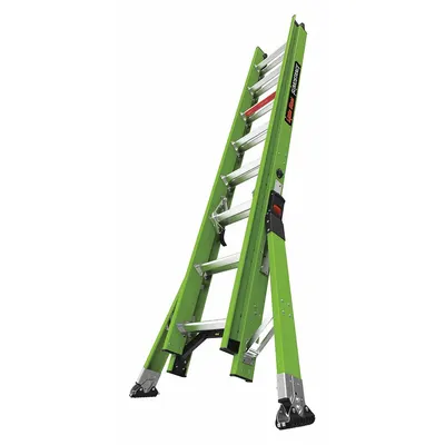 LITTLE GIANT 16 ft Fiberglass Extension Ladder with Outriggers - Ultra-Stable Non-Conductive Fiberglass Extension Ladders