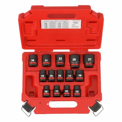 MILWAUKEE Impact Socket Set: 1/2 in Drive Size, Small Set (0-50 pieces) Set Size - Metric Impact Socket Sets