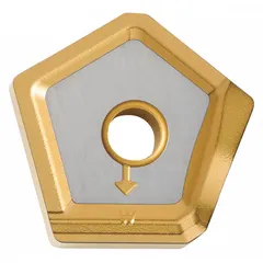 Pentagon-shaped indexable milling insert with five cutting edges for cost-effective machining. Designed for high-feed face and shoulder milling operations in steel, stainless steel, and cast iron. Grade PR1510 provides wear resistance for general engineering, automotive, and heavy equipment applications.